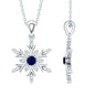 Contemporary Blue Sapphire and Diamond Snowflake Pendant Necklace