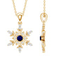 Contemporary Blue Sapphire and Diamond Snowflake Pendant Necklace
