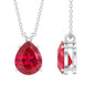 3 Carat Pear Cut Lab Grown Ruby Solitaire Pendant Necklace