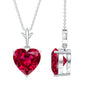 3.5 Carat Lab Grown Ruby Solitaire Heart Necklace