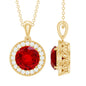2.3 Carat Round Lab Grown Ruby and Diamond Halo Necklace