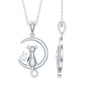 Certified Diamond Cat on Moon Necklace