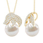 Certified Freshwater Pearl Bridal Necklace with Lab Diamond