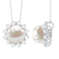 Freshwater Pearl and Moissanite Flower Chain Necklace