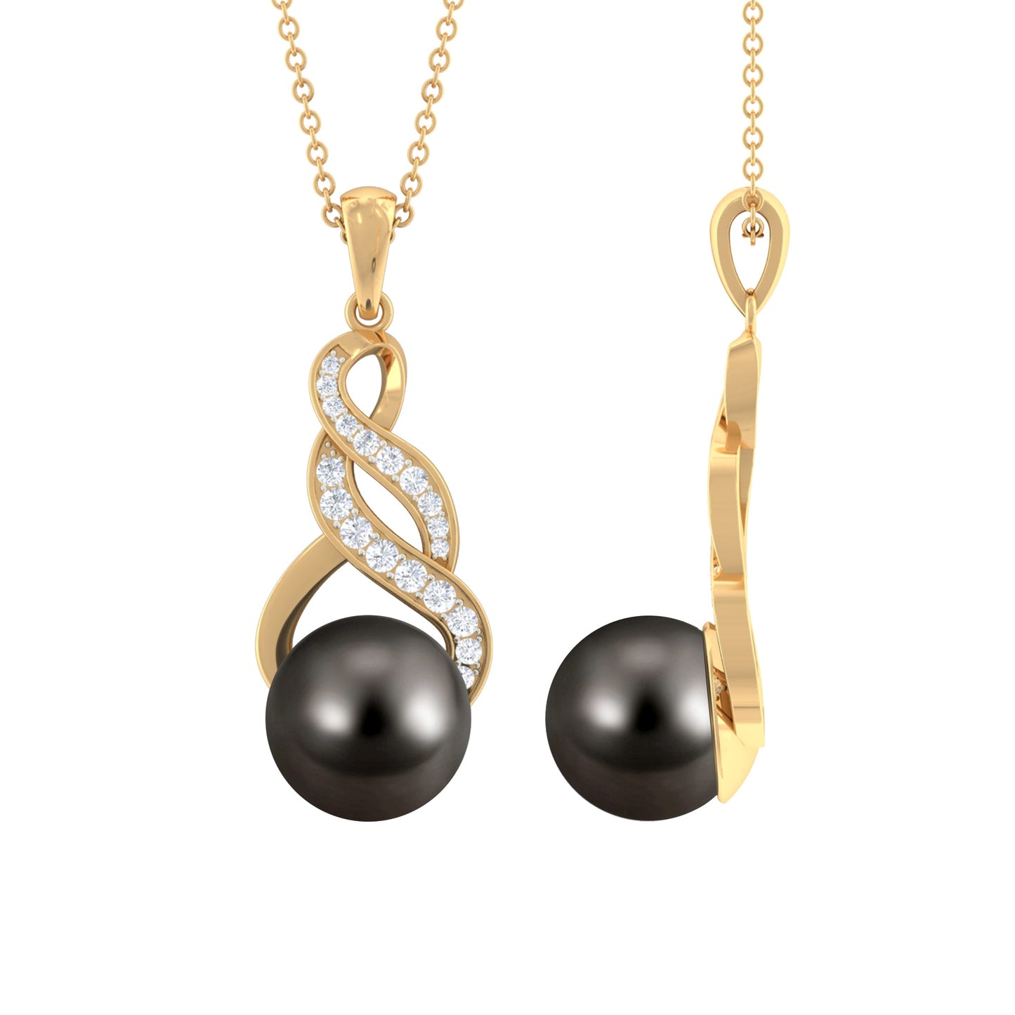 8 Carat Tahitian Pearl and Diamond Designer Pendant
