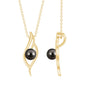 8 Carat Solitaire Black Pearl Leaf Pendant Necklace