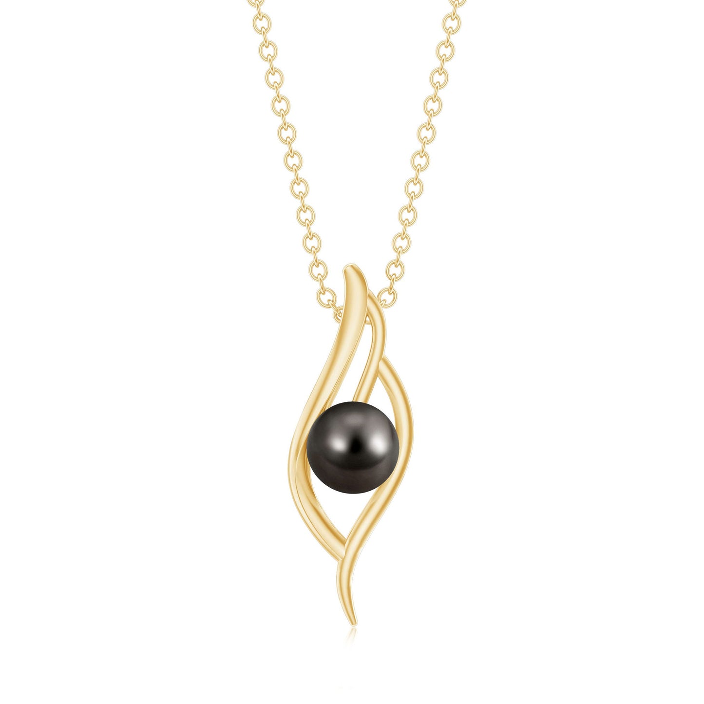 8 Carat Solitaire Black Pearl Leaf Pendant Necklace