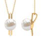 Freshwater Pearl Solitaire and Diamond Contemporary Pendant