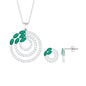 Emerald and Moissanite Bridal Necklace and Earrings Set