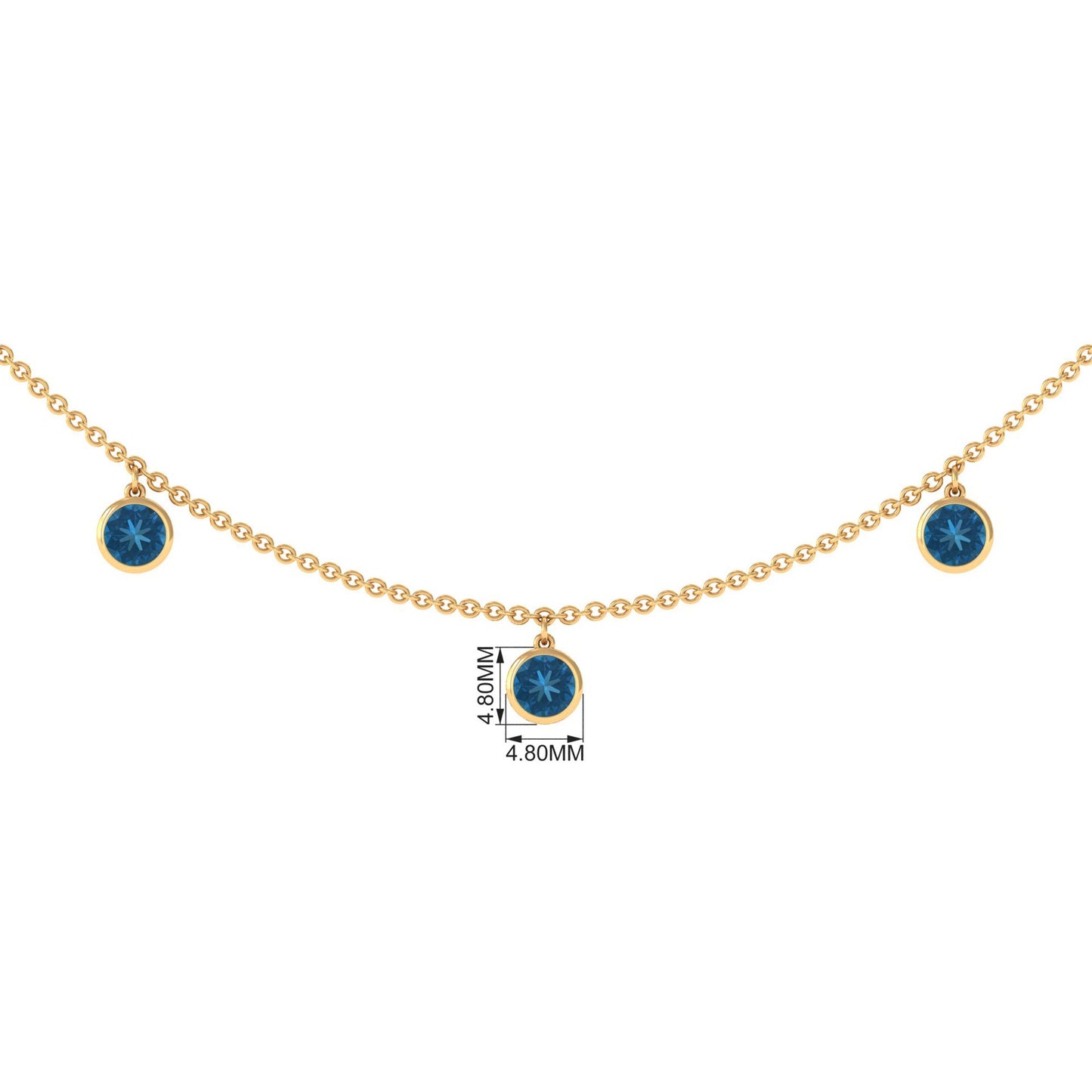 Real London Blue Topaz Station Necklace in Bezel Setting