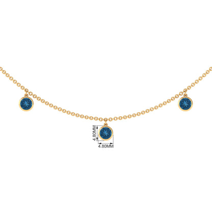 Real London Blue Topaz Station Necklace in Bezel Setting