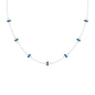 London Blue Topaz Station Chain Necklace with Moissanite
