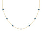 London Blue Topaz Station Chain Necklace with Moissanite