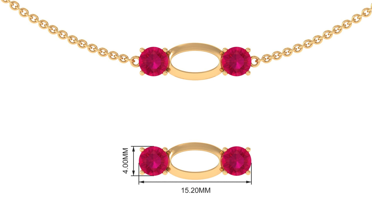 Lab Created Ruby Contemporary Station Chain Necklace