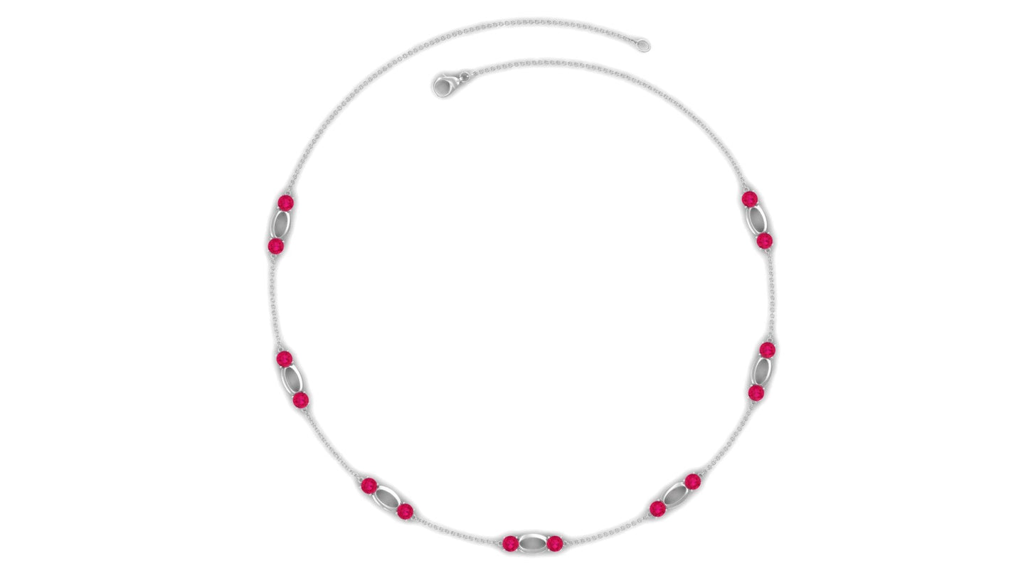 Lab Created Ruby Contemporary Station Chain Necklace