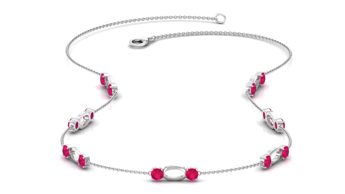 Lab Created Ruby Contemporary Station Chain Necklace