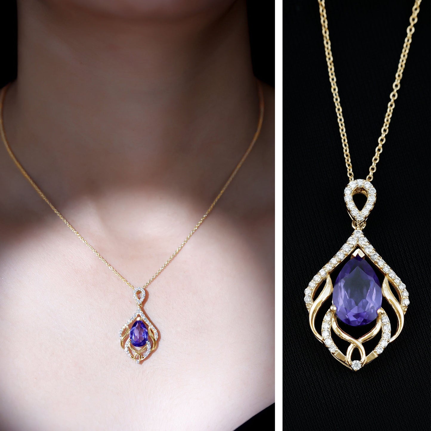 Lab Grown Blue Sapphire Designer Bridal Necklace with Diamond