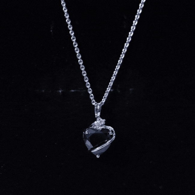 Certified 2.4 Carat Lab Grown Black Diamond Heart Necklace