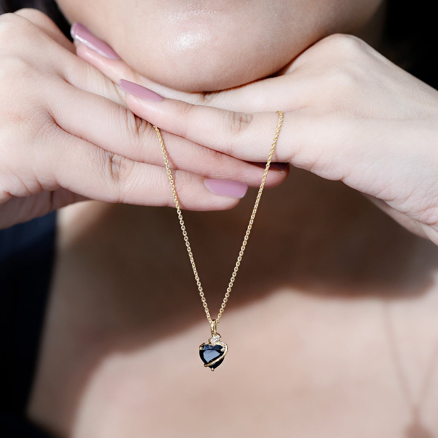 Certified 2.4 Carat Lab Grown Black Diamond Heart Necklace