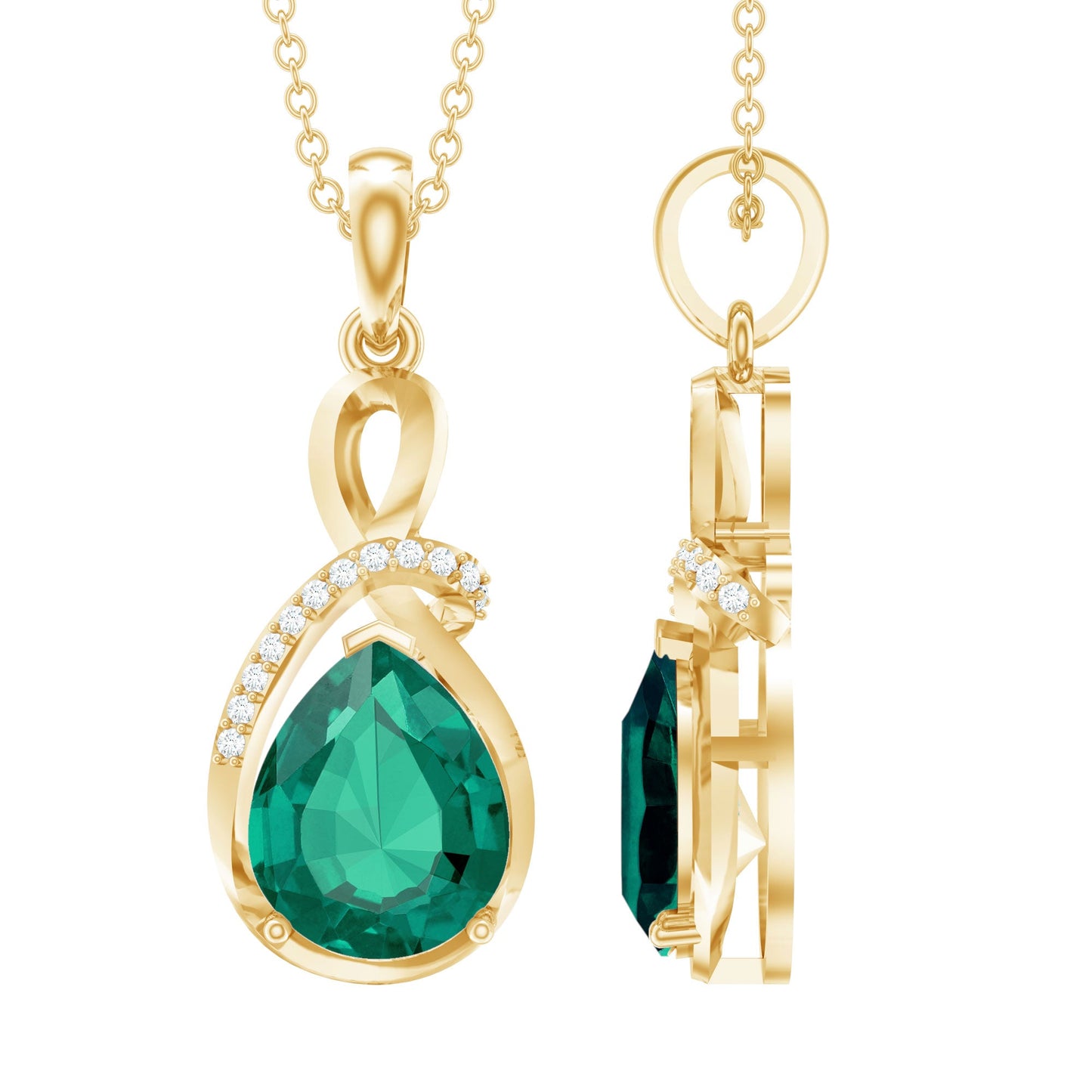 Certified Lab Grown Emerald Designer Necklace with Diamond