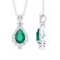 Vintage Inspired Lab Grown Emerald 0.75 Carat Bridal Necklace with Silver Chain