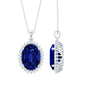 Certified 14 Carat Lab Grown Blue Sapphire Bridal Necklace With Silver Chain