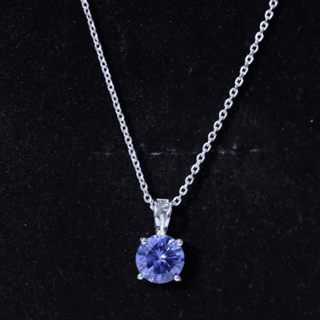 Certified 2.7 Carat Lab Blue Sapphire Solitaire Necklace With Silver Chain