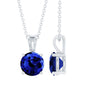 Certified 2.7 Carat Lab Blue Sapphire Solitaire Necklace With Silver Chain