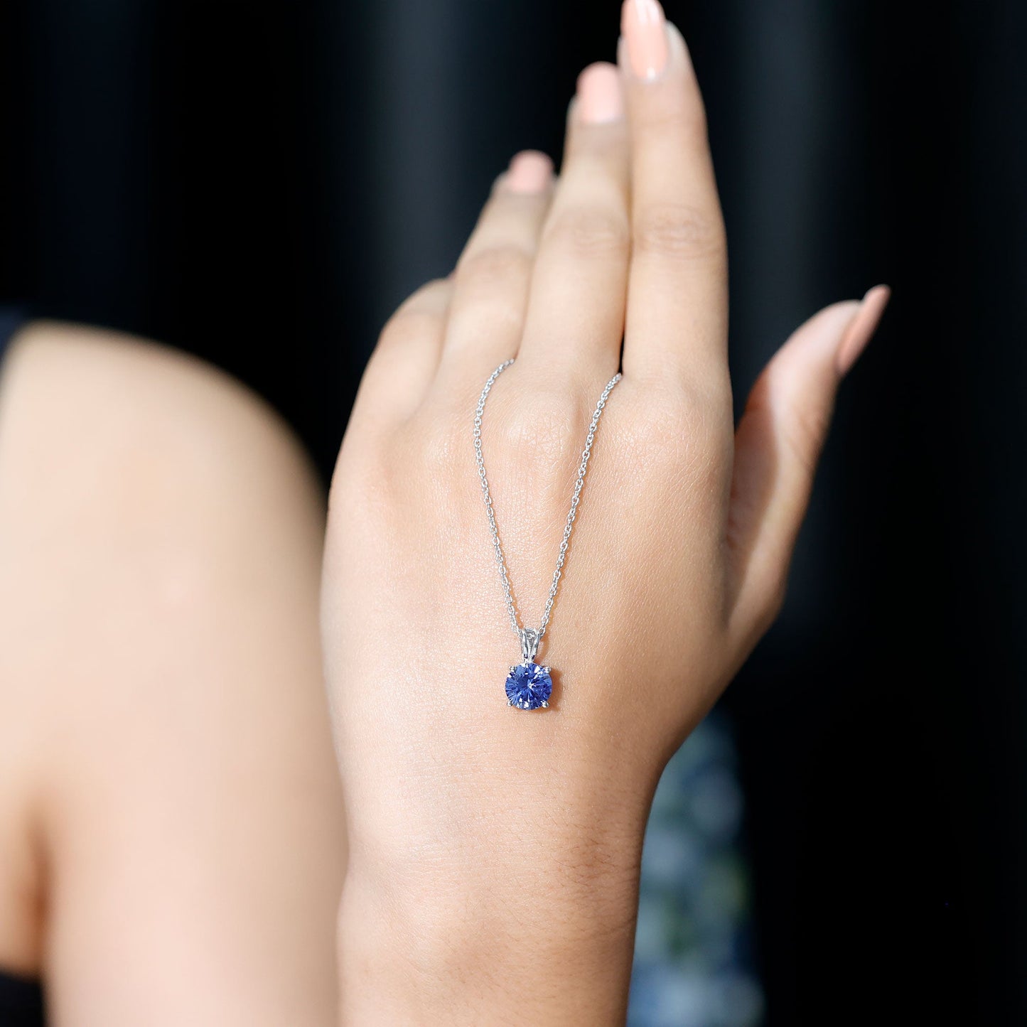 Certified 2.7 Carat Lab Blue Sapphire Solitaire Necklace With Silver Chain