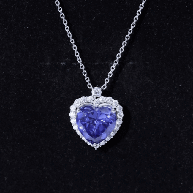 Lab Grown Blue Sapphire Heart of the Ocean Necklace