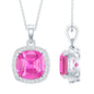 6 Carat Lab Grown Pink Sapphire Cocktail Necklace With Silver Chain