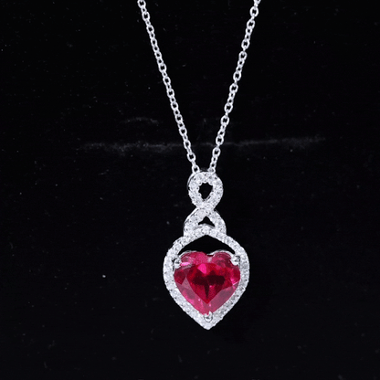 Certified Lab Created Ruby Heart Infinity Necklace With Chain