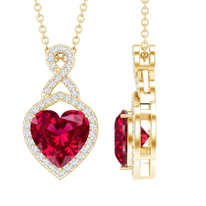 Certified Lab Created Ruby Heart Infinity Necklace With Chain