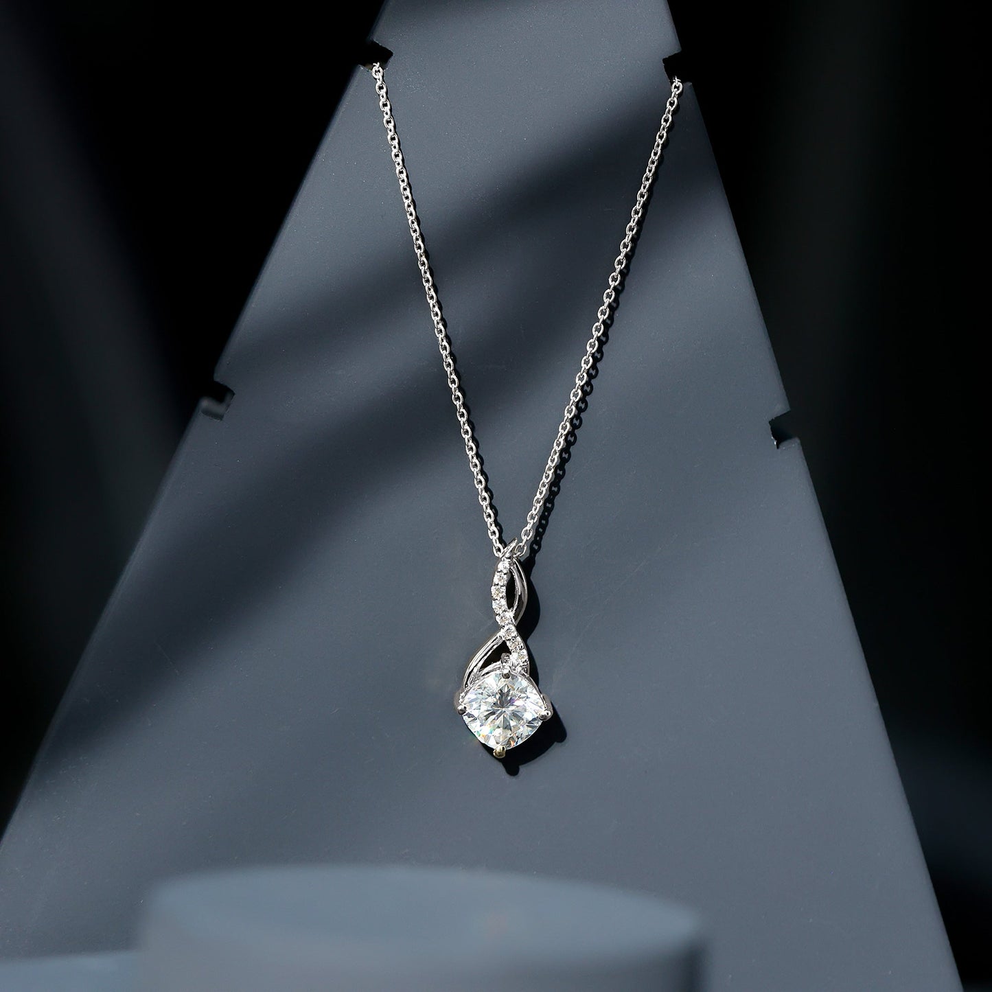 Cushion Cut Moissanite Infinity Promise Necklace With Chain