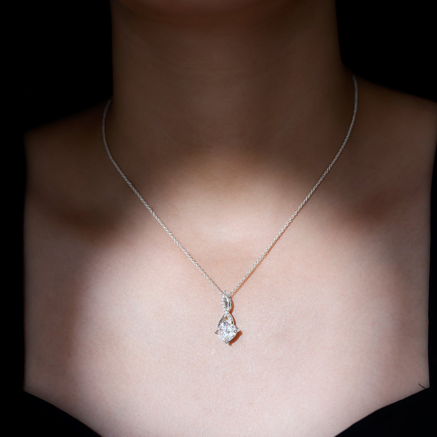 Cushion Cut Moissanite Infinity Promise Necklace With Chain