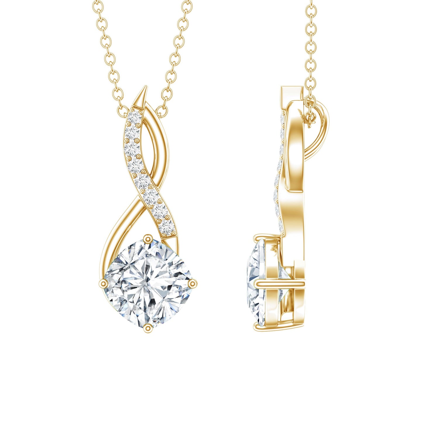 Cushion Cut Moissanite Infinity Promise Necklace With Chain