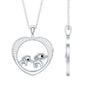 Diamond Elephant Mother Child Necklace
