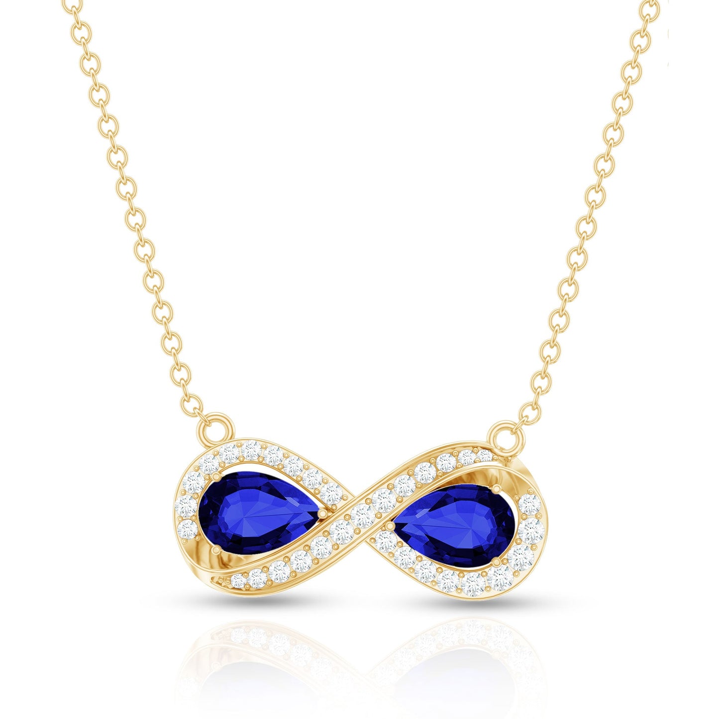 Lab Grown Blue Sapphire Infinity Necklace With Diamond Accent