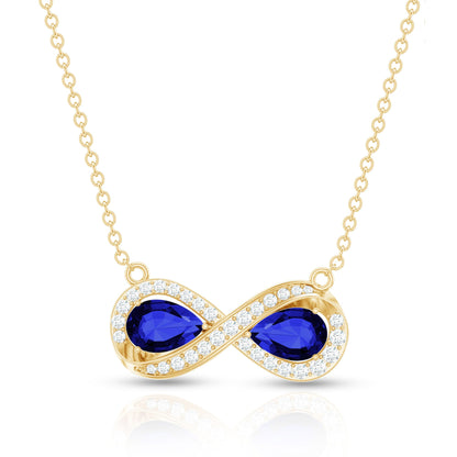 Lab Grown Blue Sapphire Infinity Necklace With Diamond Accent