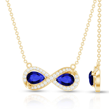 Lab Grown Blue Sapphire Infinity Necklace With Diamond Accent