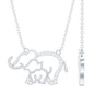 Cute Mother and Baby Elephant Necklace with Moissanite