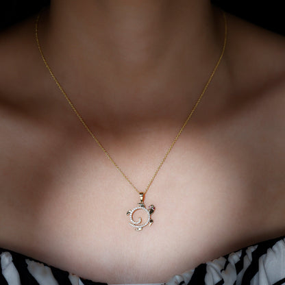 Ruby and Diamond Turtle Necklace With Chain