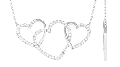 Certified Diamond Three Heart Necklace