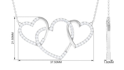 Certified Diamond Three Heart Necklace