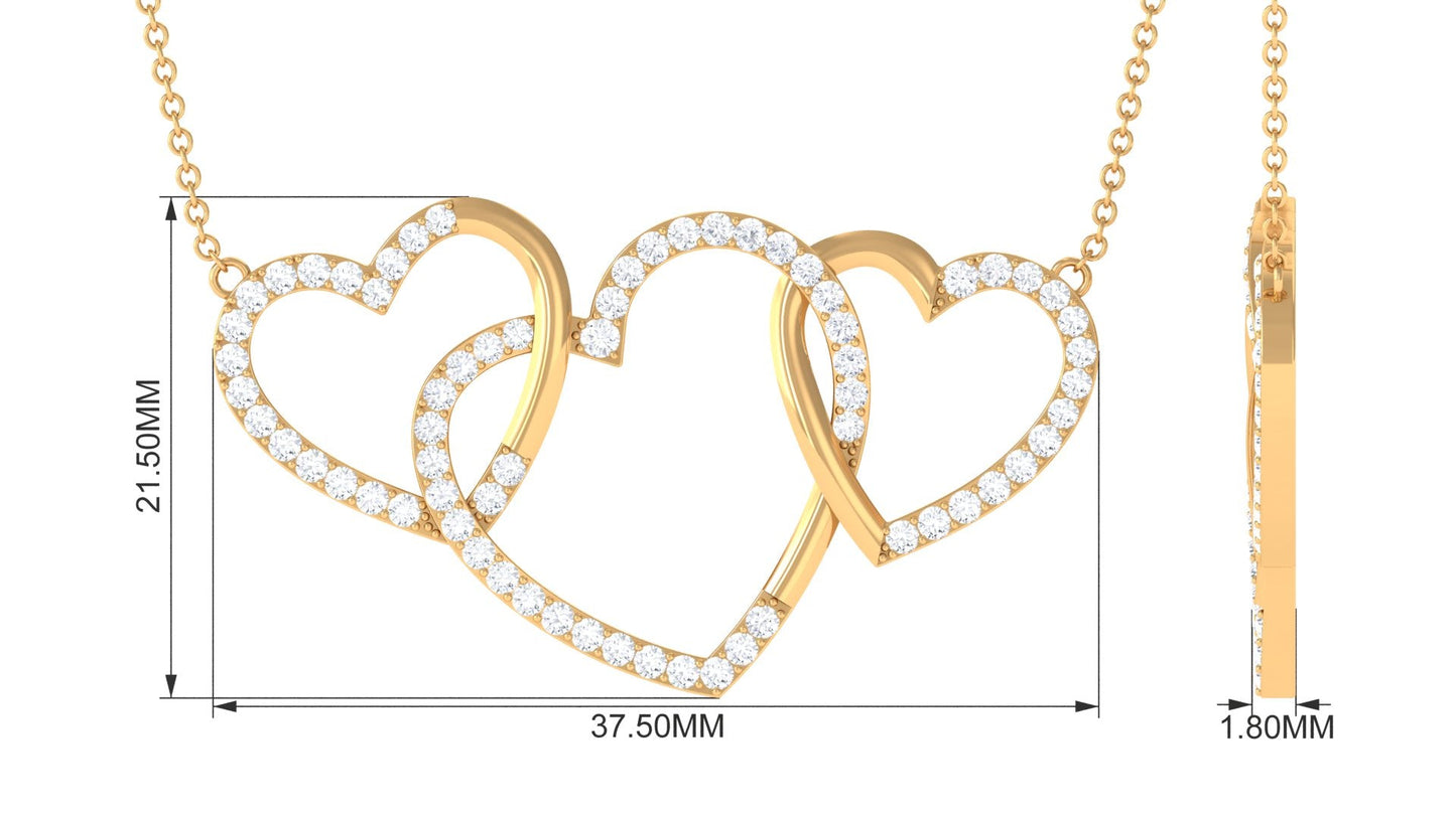 Certified Diamond Three Heart Necklace