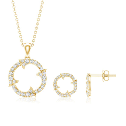 Certified Diamond Circle Necklace Earrings Set