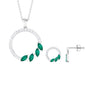 Natural Emerald Circle Necklace and Earrings Set with Diamond