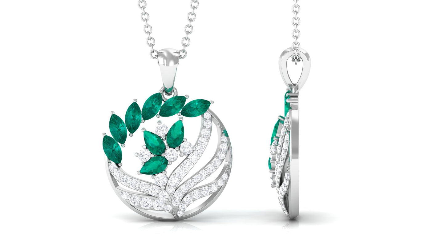 Natural Designer Emerald Cocktail Necklace with Diamond