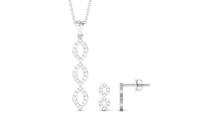 Natural Diamond Infinity Jewelry Set for Women