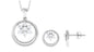 Real Diamond Floral Pendant Necklace and Stud Earring Set